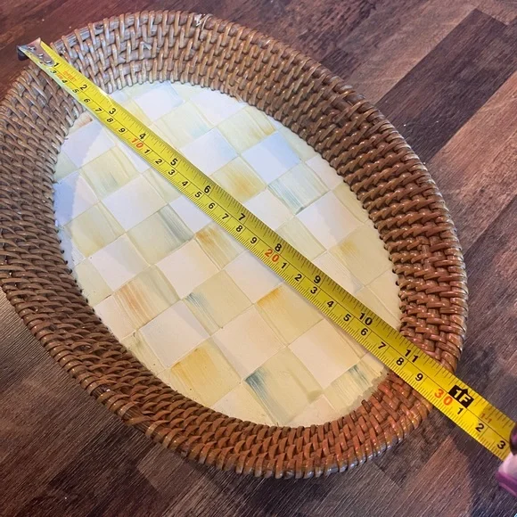 Mackenzie-Childs Woven Basket with Checkered Ceramic Base - Picture 8 of 8